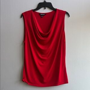 Ellen Tracy Red Cowl Neck Blouse